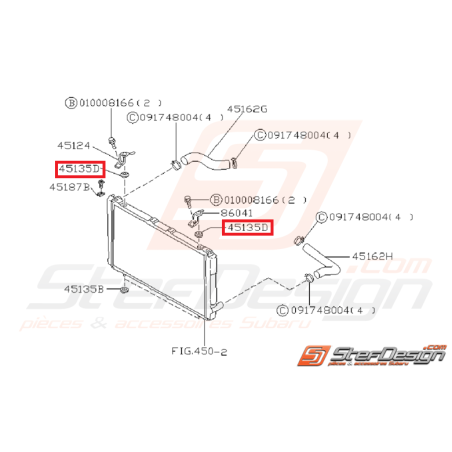 Silent bloc de radiateur d'eau supérieur GT 98-00