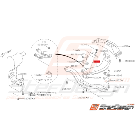 Traverse Centrale Support de Boite Origine Subaru WRX 2001 - 2002
