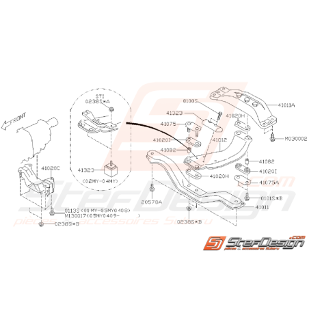 Ensemble Support de Boite Origine Subaru WRX / STI 2001 - 2005