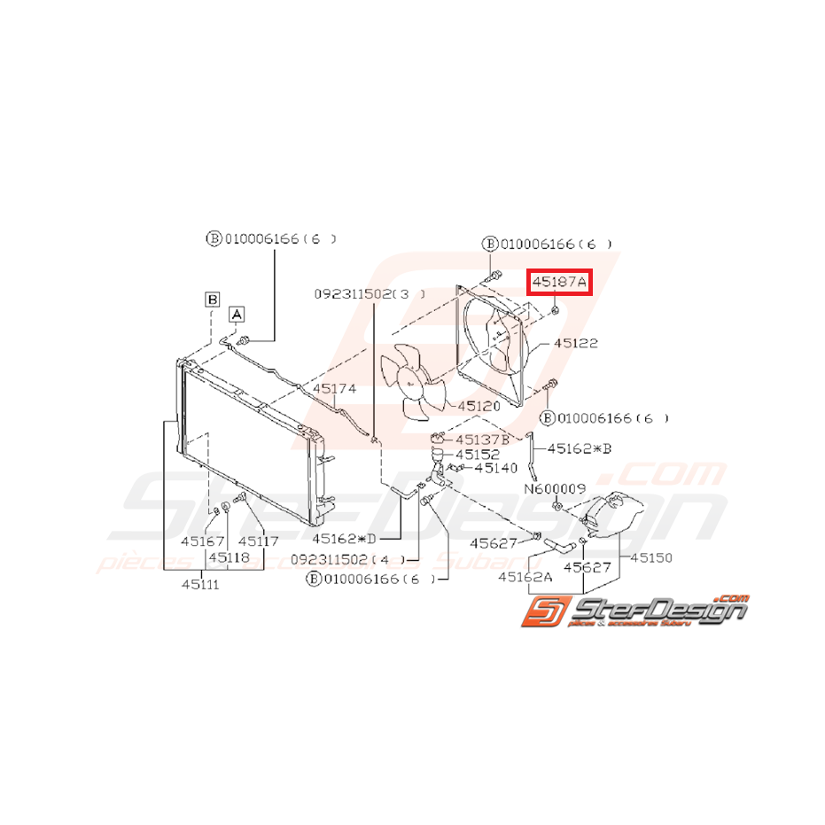 Écrou de ventilateur moteur GT 93-00 STI/WRX 2001-2014 Écrou de ventilateur moteur GT 93-00 STI/WRX 2001-2014