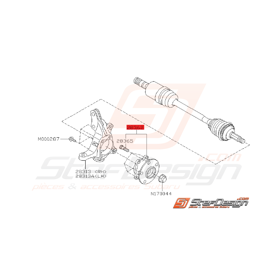 Moyeux Avant Origine Subaru STI 2005 - 2007