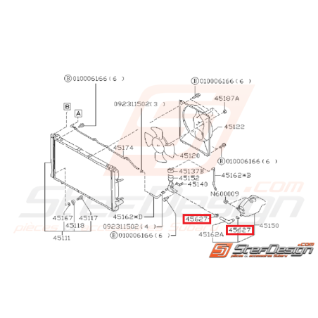 Attache tuyau de radiateur d'eau SUBARU GT 93-00