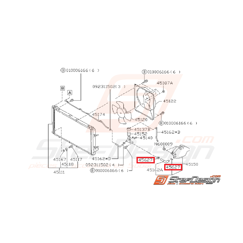 Attache tuyau de radiateur d'eau SUBARU GT 93-00 Attache tuyau de radiateur d'eau SUBARU GT 93-00