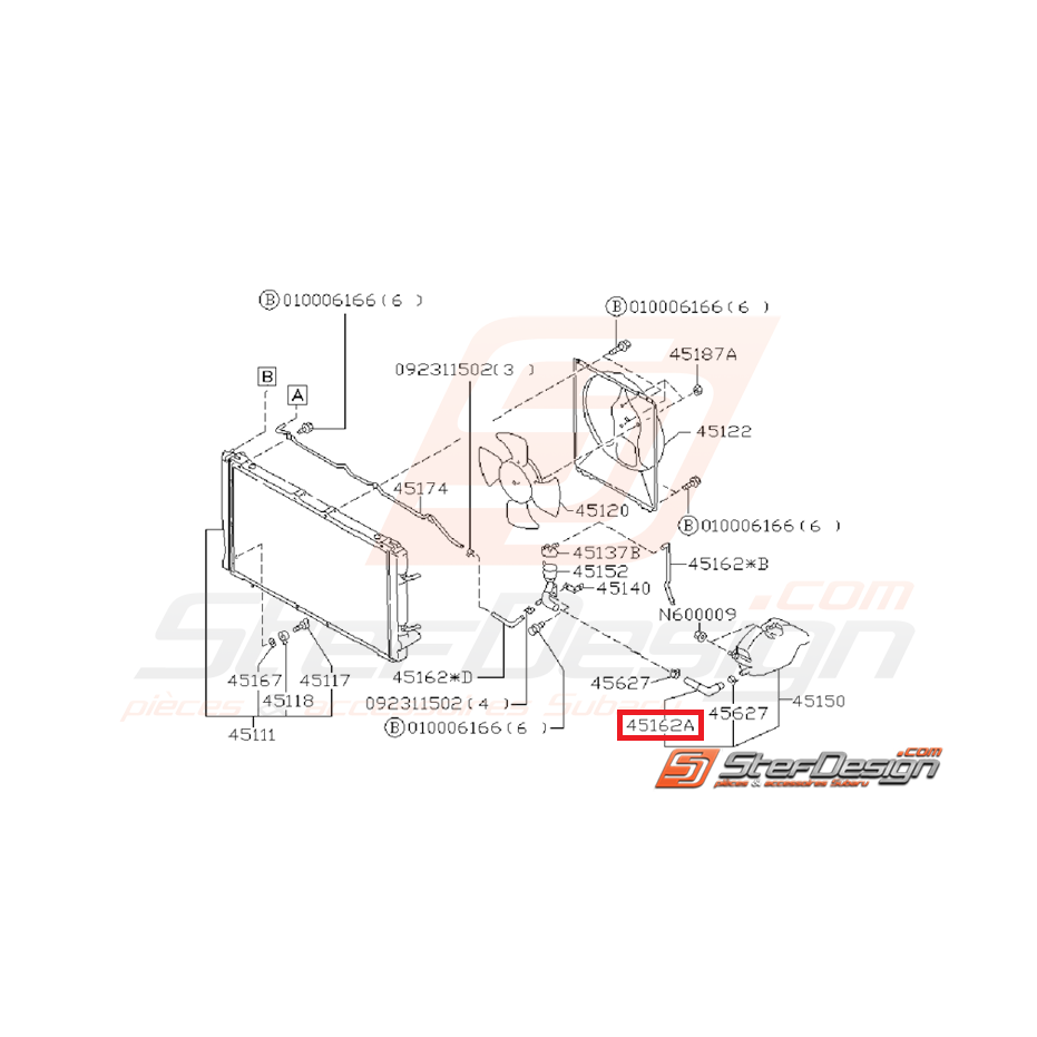Durite d'eau de bocal d'expansion SUBARU GT 93-00 Durite d'eau de bocal d'expansion SUBARU GT 93-00