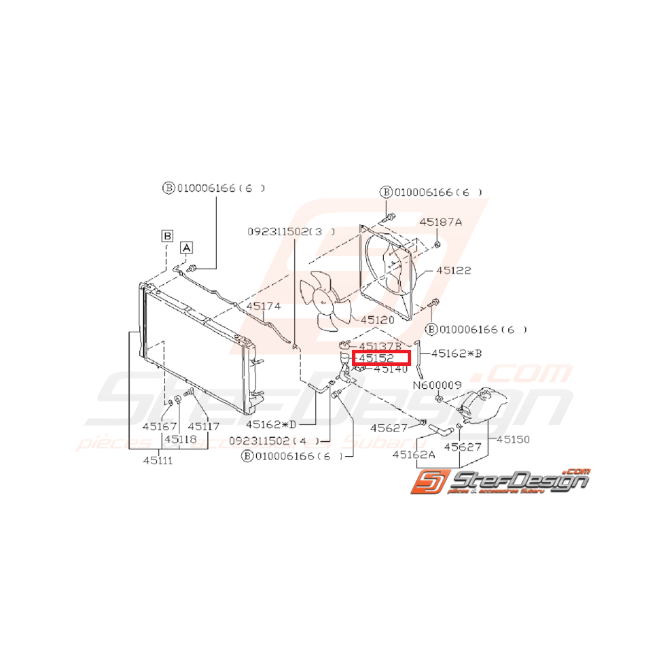 Goulotte de remplissage de bocal de trop plein SUBARU GT 94-00 Goulotte de remplissage de bocal de trop plein SUBARU GT 94-00