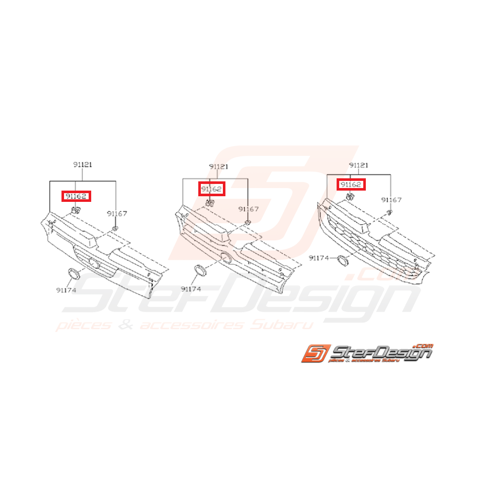 Clips de calandre subaru GT 93-00