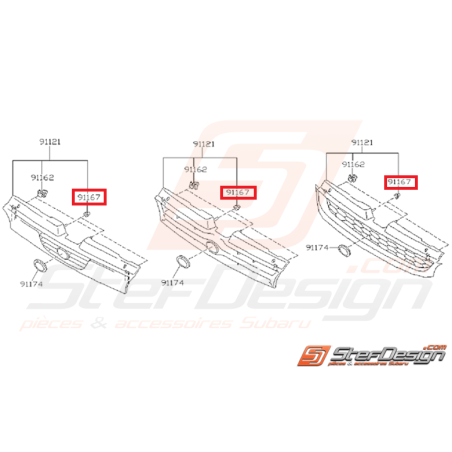 Clips de calandre SUBARU GT 94-00