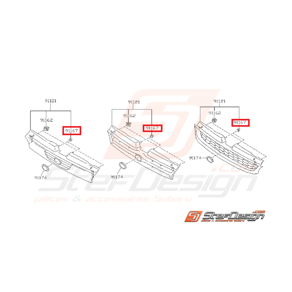 Clips de calandre SUBARU GT 94-00