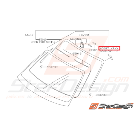 Butée de pare brise avant SUBARU WRX/STI 01-07