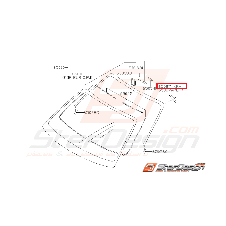 Butée de pare brise avant SUBARU WRX/STI 01-07