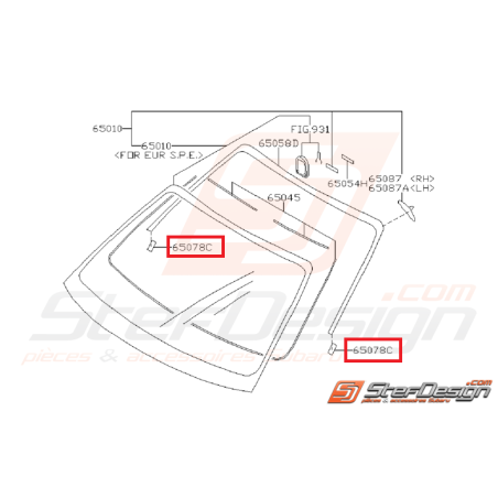 Joint de pare brise avant subaru impreza STI 2002-