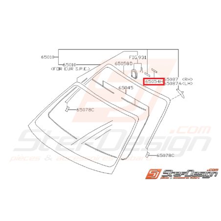 Fixation supérieure de pare brise SUBARU WRX/STI 01-07