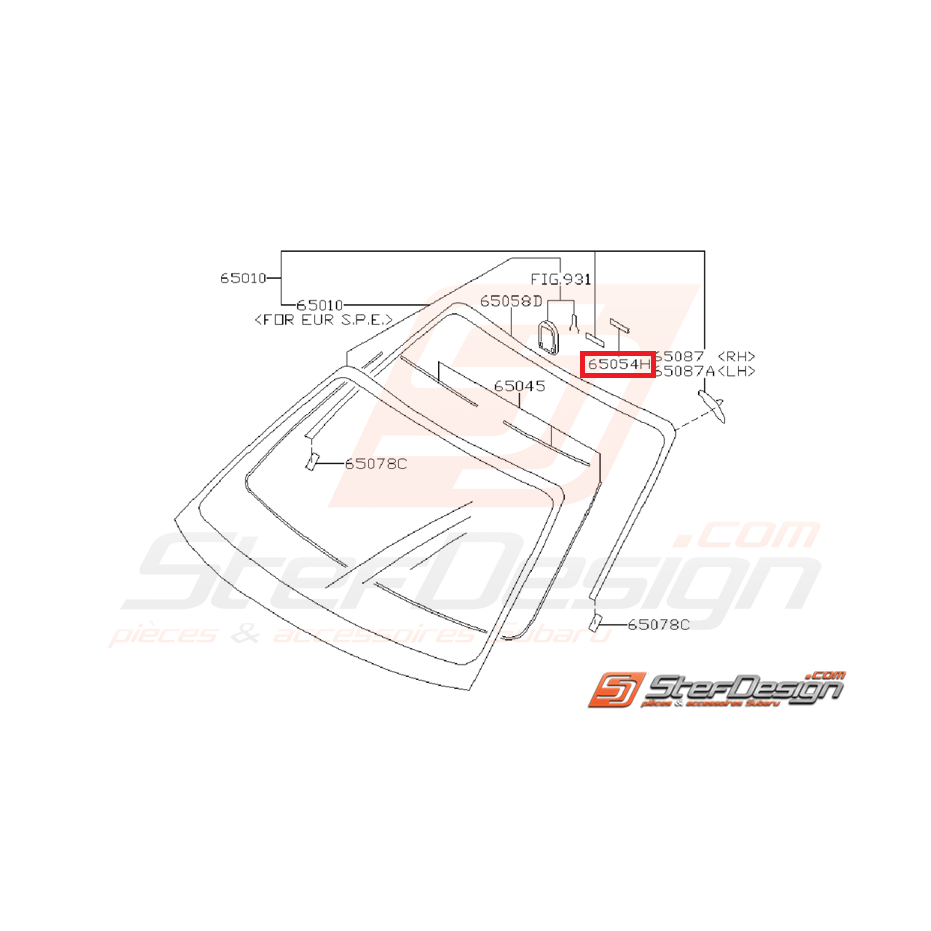 Fixation supérieure de pare brise SUBARU WRX/STI 01-07