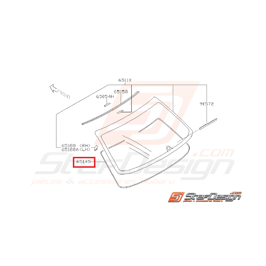 Joint d'étanchéité pare-brise arrière subaru WRX/STI 01-07