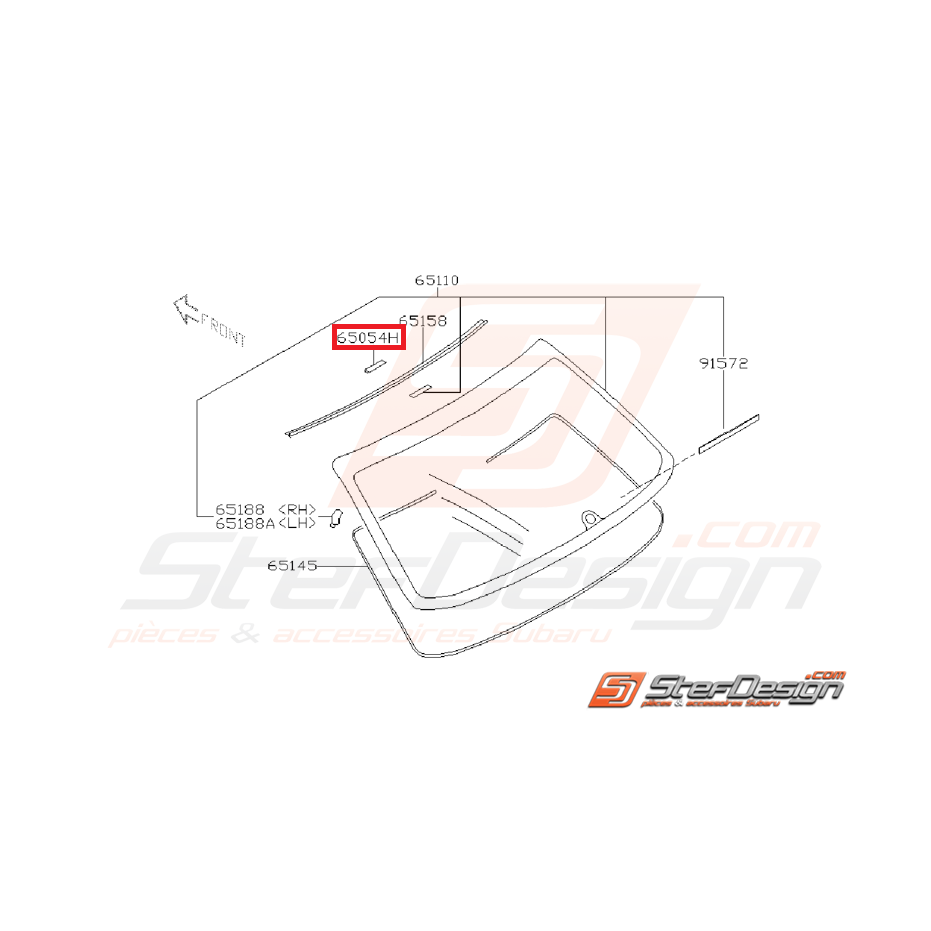 Fixation supérieure de pare brise SUBARU WRX/STI 01-07