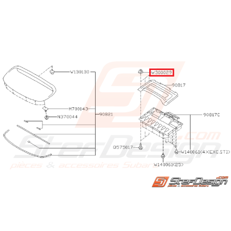 Attache (support) garde-boue GT du 08/99 a 2001 WRX/STI 01-14