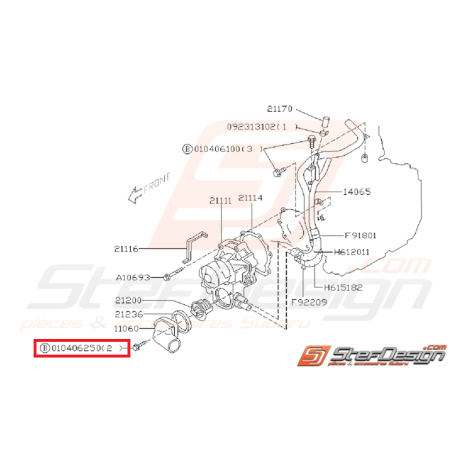 Vis de couvercle de thermostat Subaru GT 93-20 WRX/STI 01-19