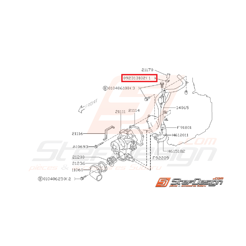 Attache tuyaux bouchon bypass SUBARU WRX/STI 01-05