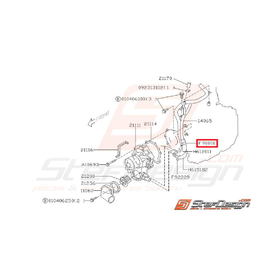 Collier durite pour modine SUBARU GT 97-00 WRX 01-07