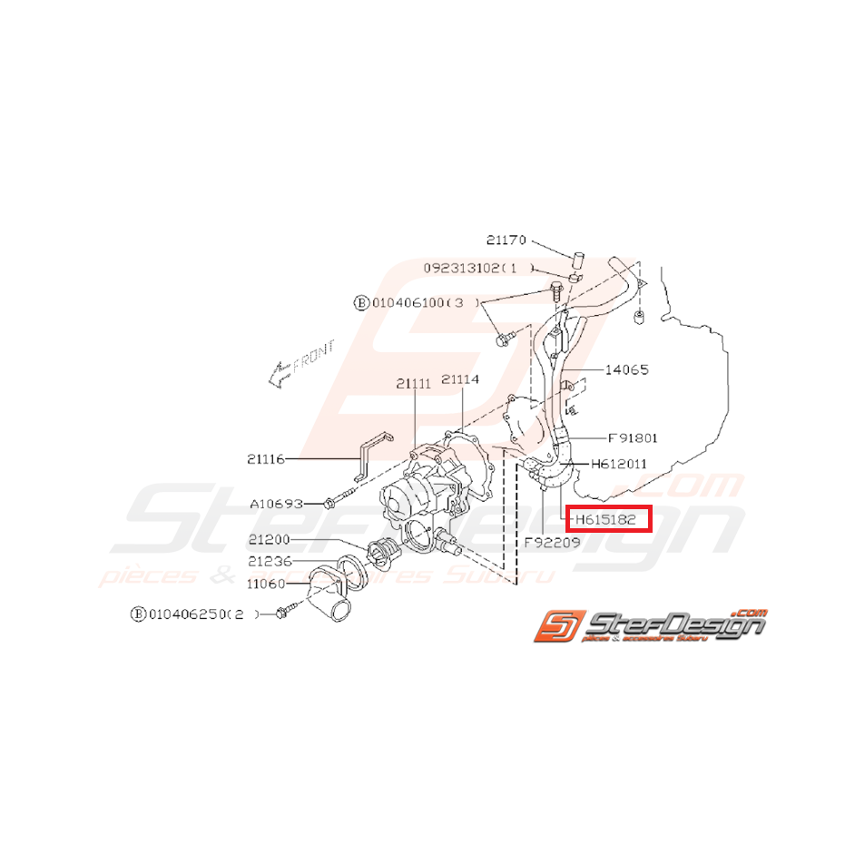 Durite sortie de pompe à eau inférieur 93-14