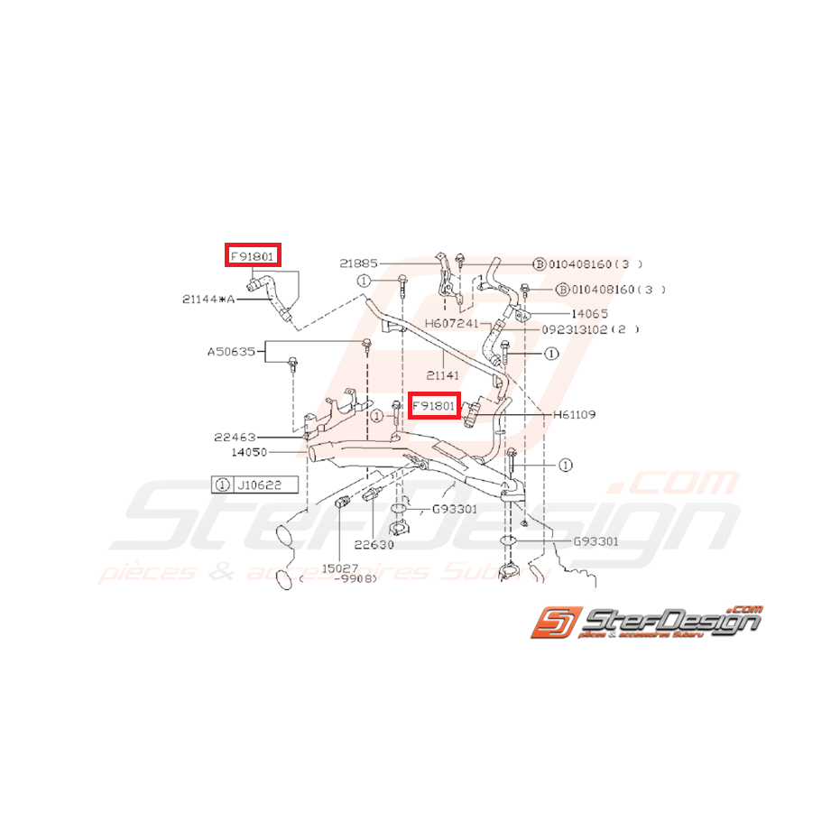 Collier durite pour modine SUBARU GT 97-00 WRX 01-07