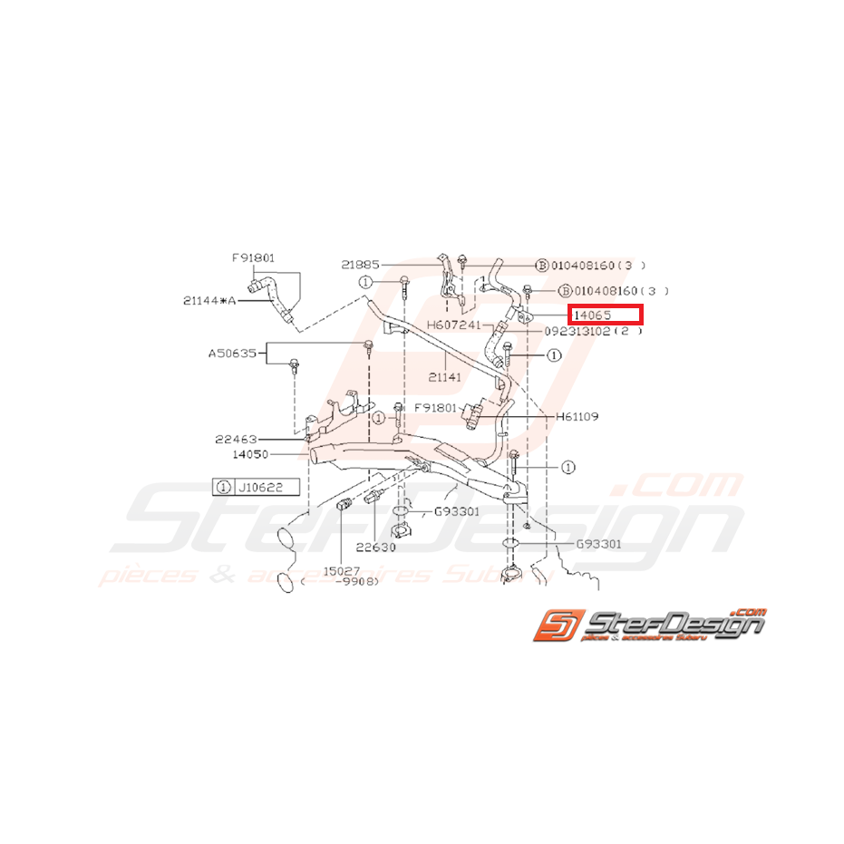 Tuyaux dérivation d'eau subaru GT 97-00