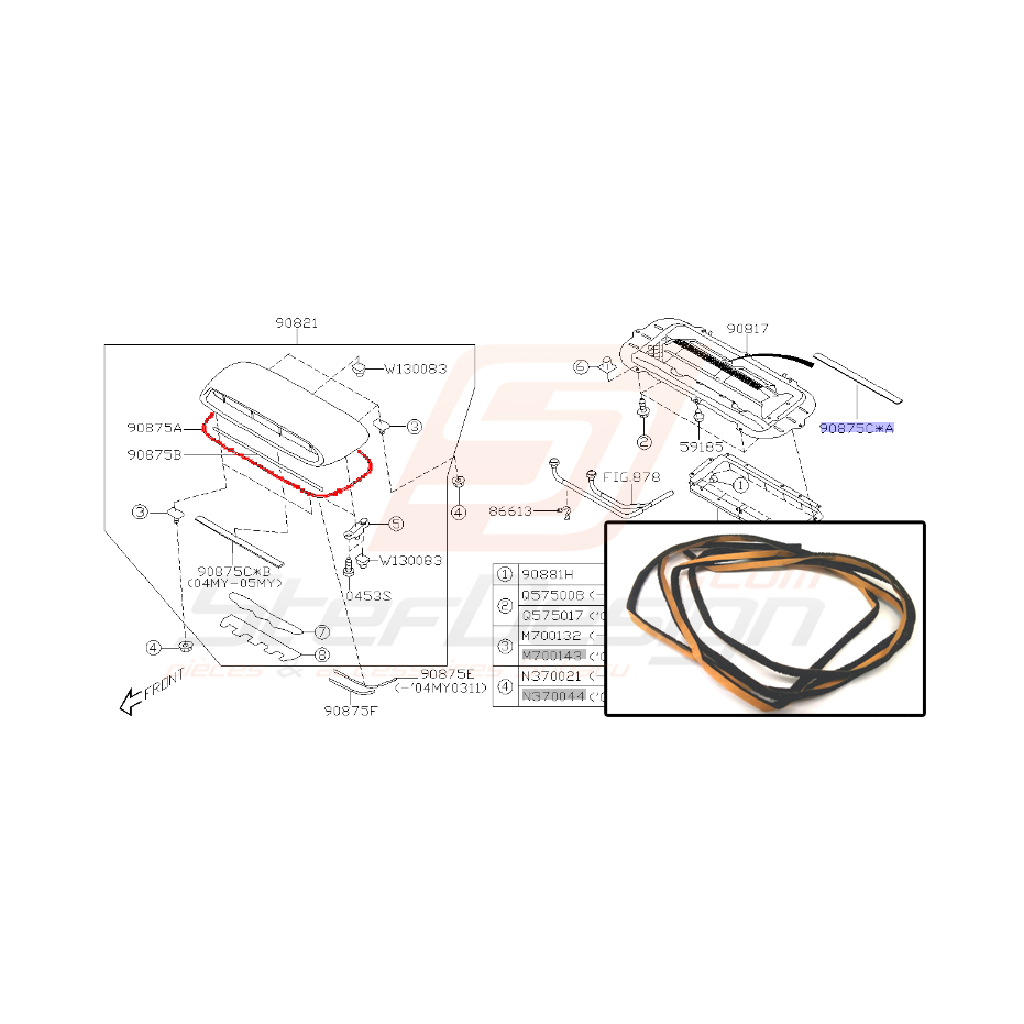 Joint de prise d'air pour subaru impreza STI 2002 Joint de prise d'air pour subaru impreza STI 2002
