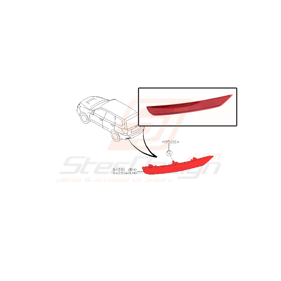Réflecteur de pare choc arrière SUBARU FORESTER 2012