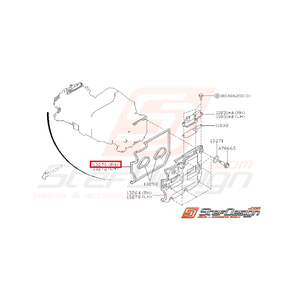 Joint couvre culasse droit GT 01/01/1999 à 2000 et WRX 2001-2005