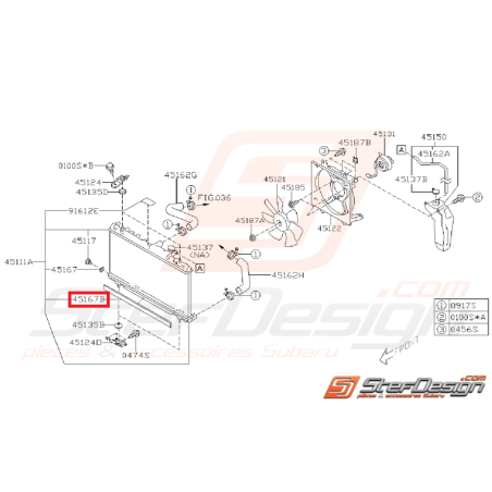 bande tampon inférieur de radiateur WRX 2001-2002