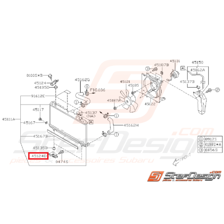 Support radiateur inférieur pour SUBARU WRX/STI 01-05