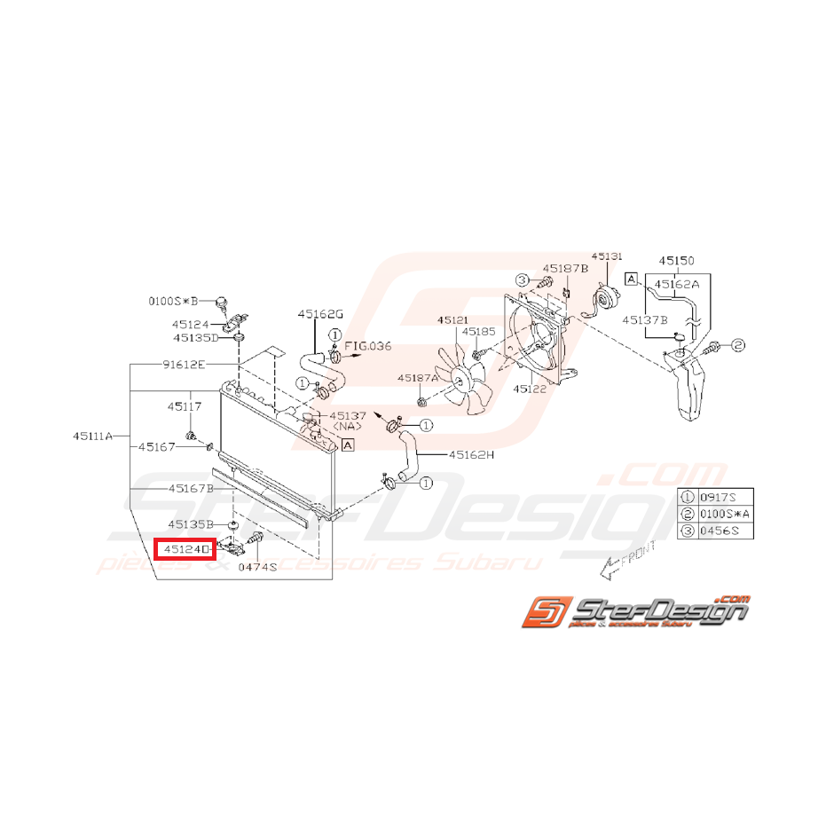 Support radiateur inférieur pour SUBARU WRX/STI 01-05