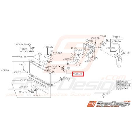 Durite d'eau inférieur radiateur WRX/STI 01-07 