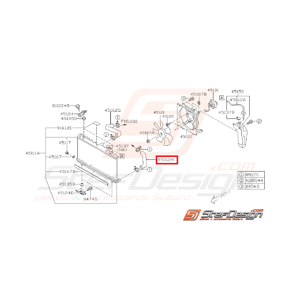 Durite d'eau inférieur radiateur WRX/STI 01-07  Durite d'eau inférieur radiateur WRX/STI 01-07