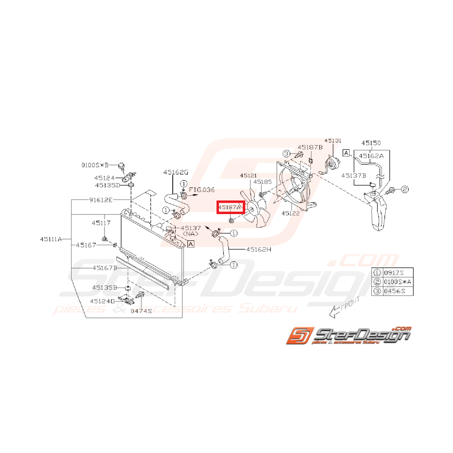 Écrou de ventilateur moteur GT 93-00 STI/WRX 2001-2014 Écrou de ventilateur moteur GT 93-00 STI/WRX 2001-2014