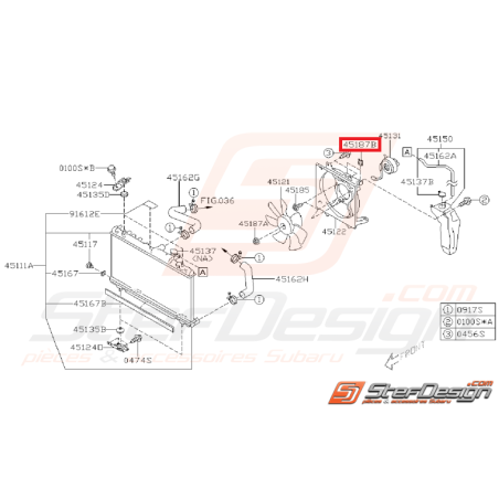 Écrou de radiateur d'eau origine SUBARU 97-00