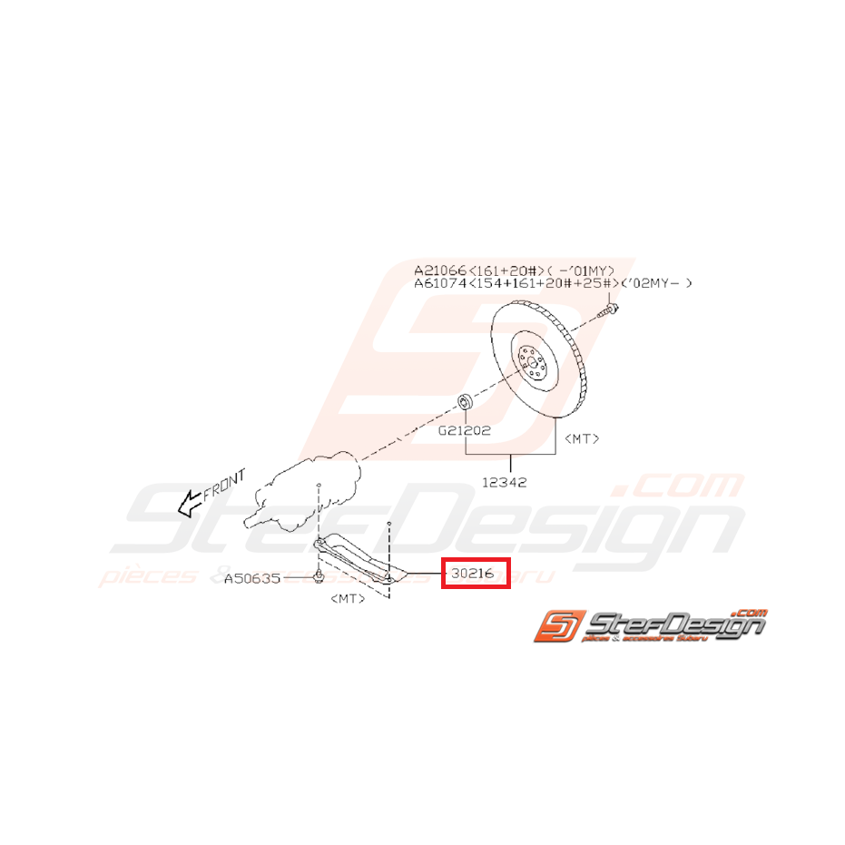 Couvercle complet boitier d'embrayage GT 99-00 WRX 01-11
