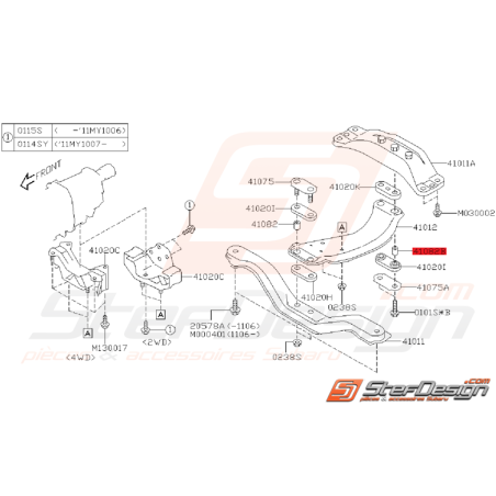 Entretoise Support de Boite Origine Subaru WRX 2008 - 2011