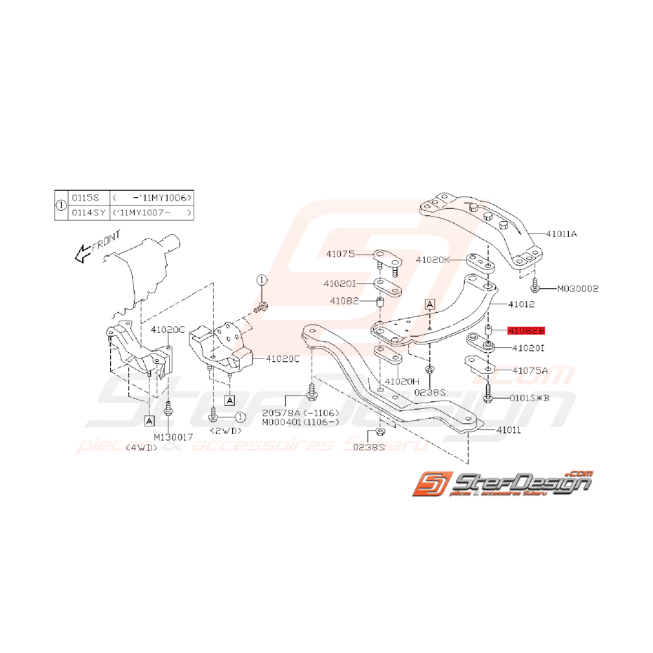 Entretoise Support de Boite Origine Subaru WRX 2008 - 2011