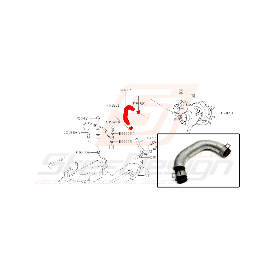 Durite d'eau pour subaru impreza WRX 2008