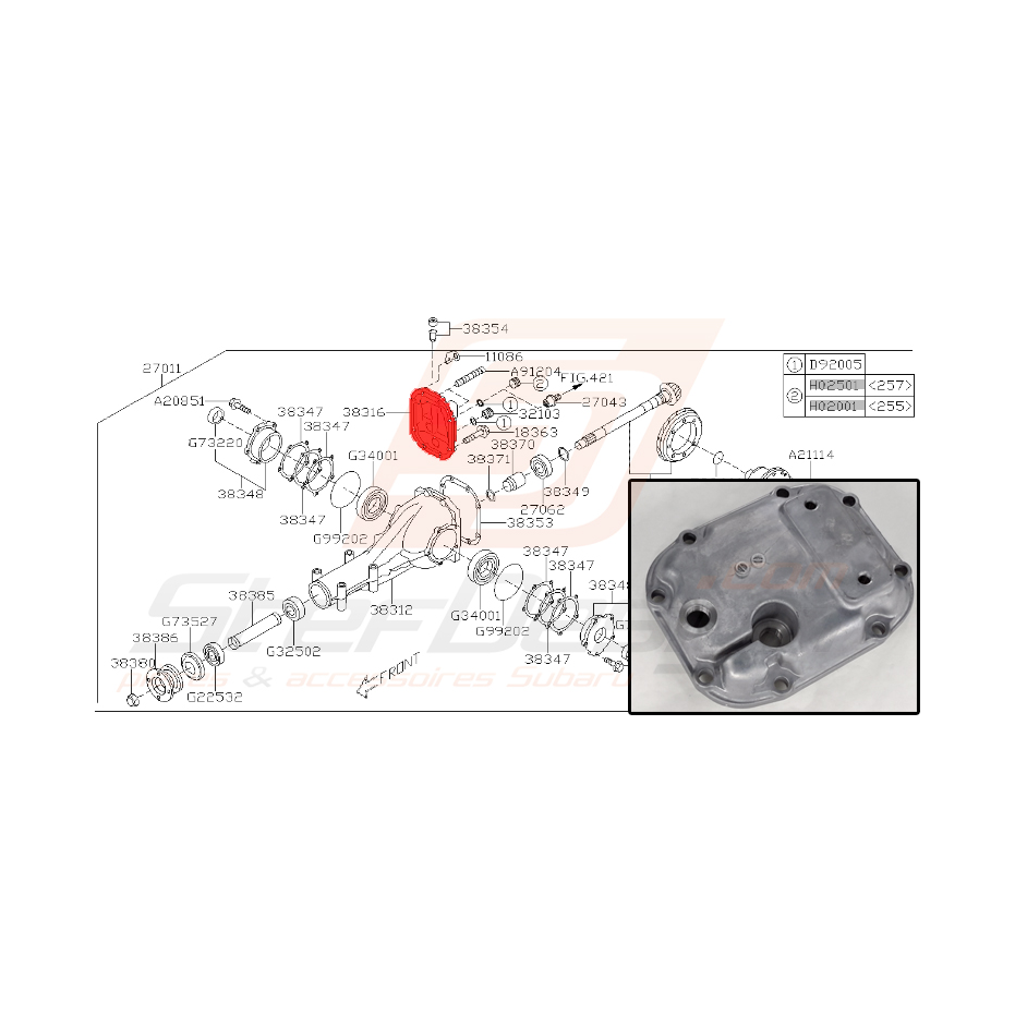 Couvercle de pont arrière subaru impreza STI 2012