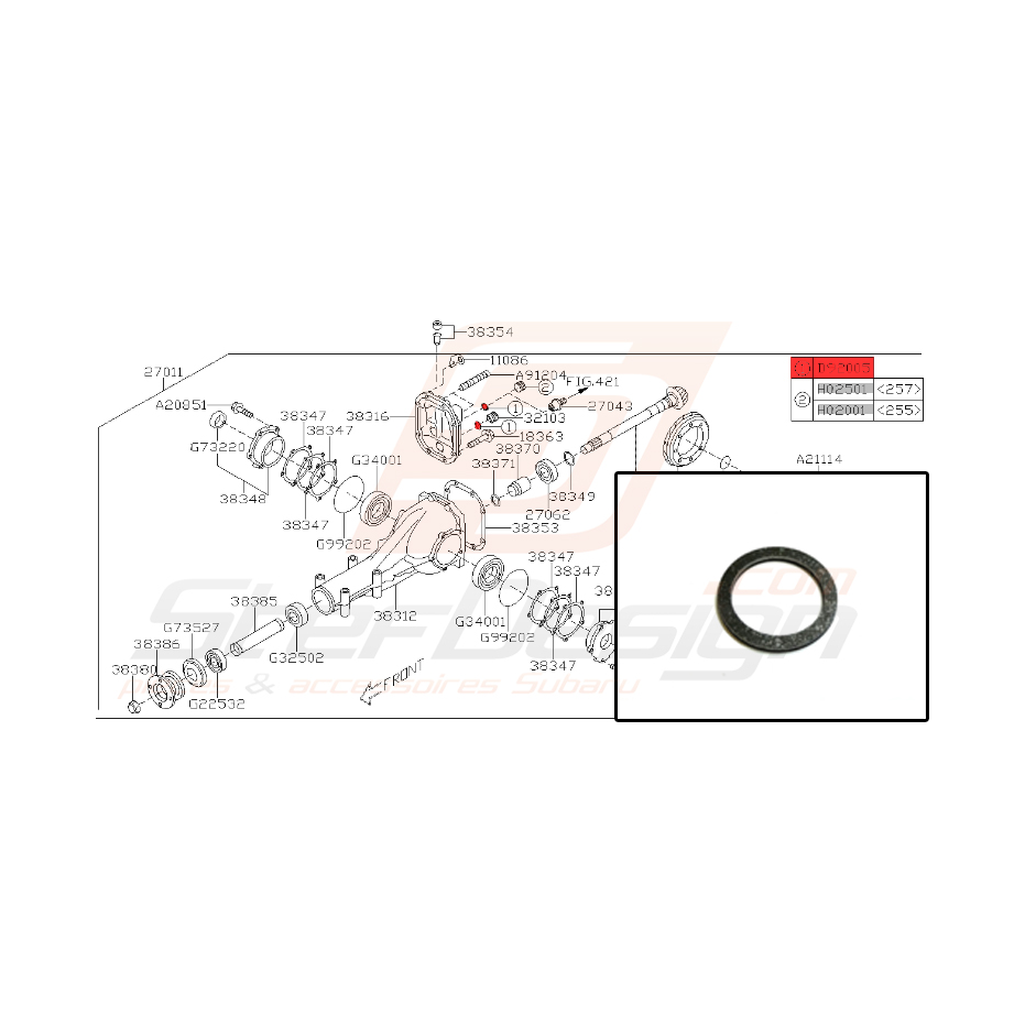 Joint de pont arrière pour Subaru impreza STI 2012