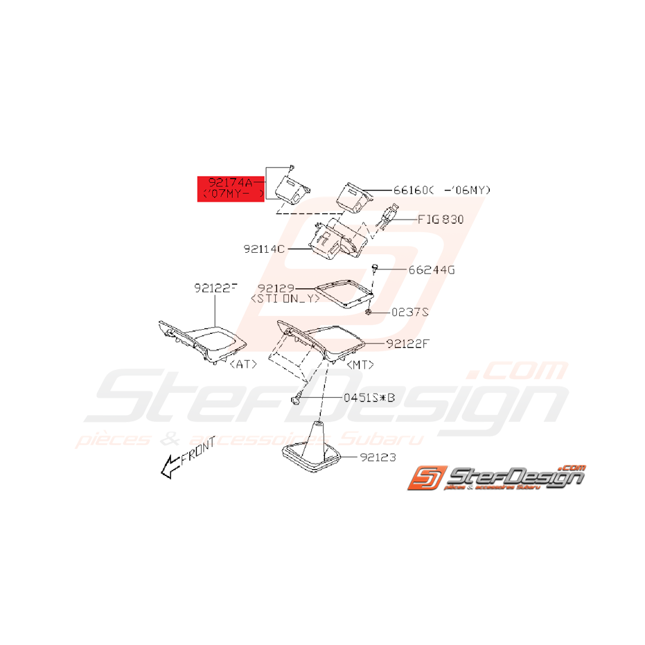 Cendrier Subaru STI 01/05/2006 - 2007
