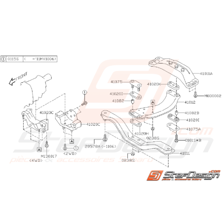 Ensemble Support de Boite Subaru WRX 2008 - 2011