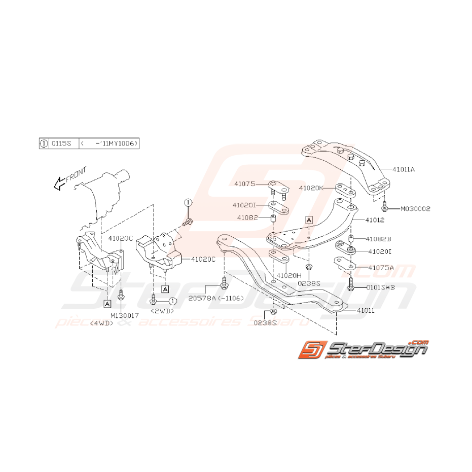 Ensemble Support de Boite Subaru WRX 2008 - 2011 Ensemble Support de Boite Subaru WRX 2008 - 2011