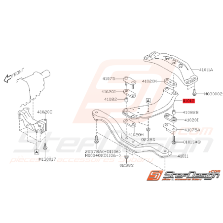 Traverse Centrale de Support de Boite Origine Subaru STI 08 - 10