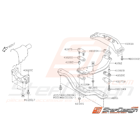 Ensemble Support de Boite Origine Subaru STI 2008 - 2010