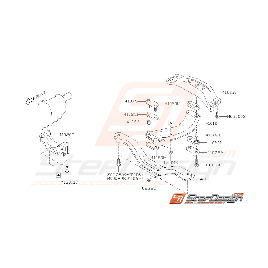 Ensemble Support de Boite Origine Subaru STI 2008 - 2010
