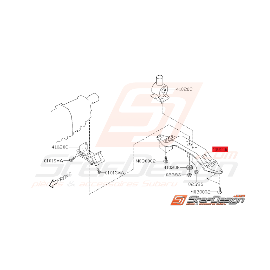 Traverse Support de Boite Origine Subaru STI 2011 - 2014