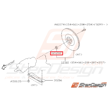 Roulement de volant moteur SUBARU GT 93-00 WRX/STI 01-15 BRZ / TOYOTA GT 86